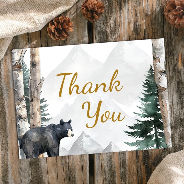 Woodland Bear Adventure Baby Shower Thank You Card (Thank You Card)