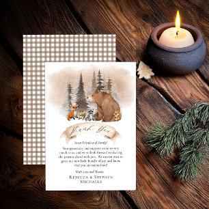 Woodland Bear Animals Bearly Wait Boy Baby Shower Thank You Card