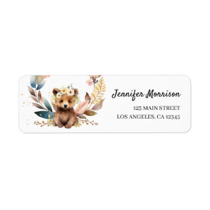 Woodland Bear Baby Shower Return Address