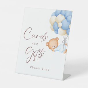 Woodland Bear Balloons Boy 1st Birthday   Pedestal Sign