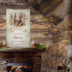 Woodland Bear Bearly Wait Holiday Boy Baby Shower Banner