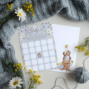 Woodland Bear Bingo Baby Boy Shower Game Card