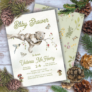 Woodland Bear Boho Baby Shower Invitation