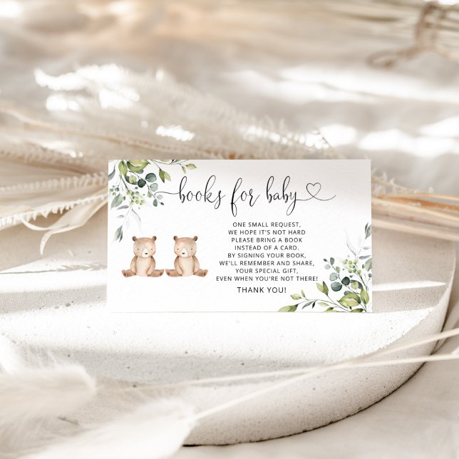 Woodland bear books for baby ticket enclosure card (Creator Uploaded)