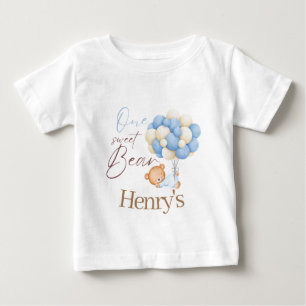 Woodland Bear Boy 1st Birthday Party Pastel  Baby T-Shirt