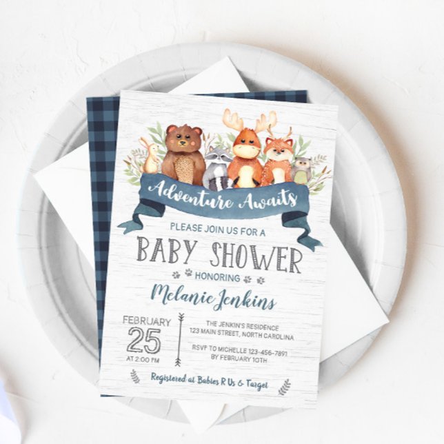 Woodland Bear Boy Baby Shower Invitation (Creator Uploaded)