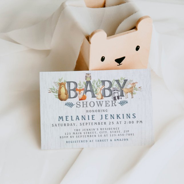 Woodland Bear Boy Baby Shower Invitation (Creator Uploaded)