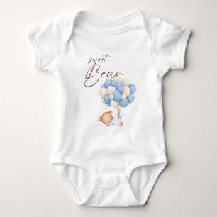 Woodland Bear Boy Birthday Party Pastel  Baby Bodysuit
