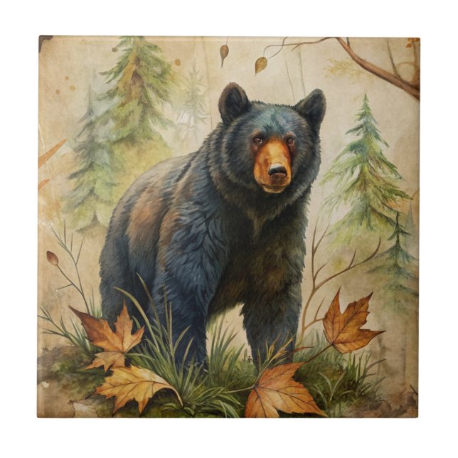 Woodland Bear Ceramic Tile (Front)