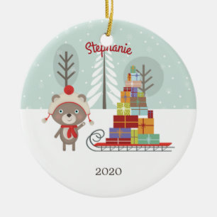 Woodland Bear Christmas Ceramic Tree Decoration