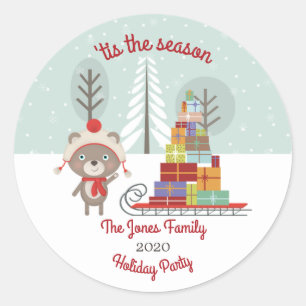 Woodland Bear Christmas Classic Round Sticker
