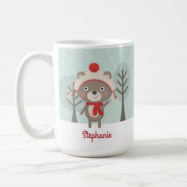 Woodland Bear Christmas Coffee Mug (Left)