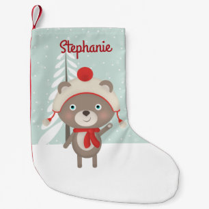 Woodland Bear Christmas Small Christmas Stocking