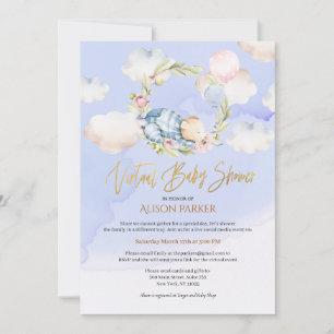 Woodland Bear Cloud Dream Virtual Baby Shower Invitation