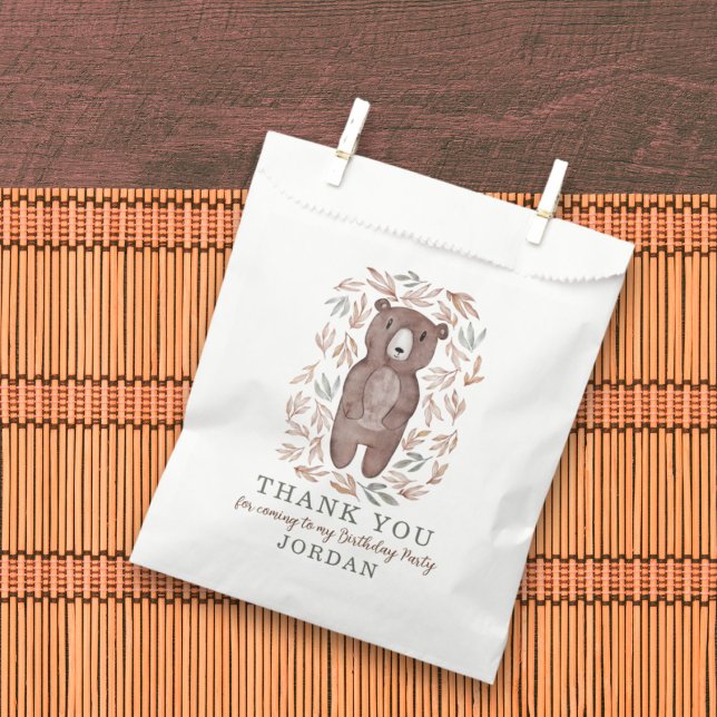 Woodland Bear & Foliage Thank You Favour Bags (Creator Uploaded)