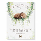 Woodland Bear Greenery Baby Boy Shower Welcome