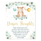 Woodland Bear Greenery Gold Diaper Thoughts Sign