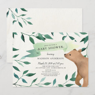 Woodland Bear Neutral Baby Shower Invitation