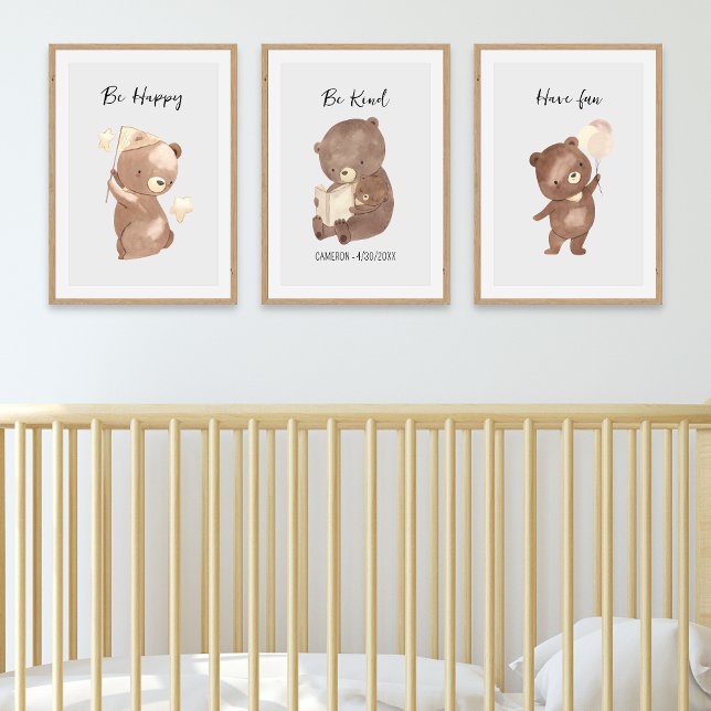 Woodland Bear Nursery Personalised Text Name (Creator Uploaded)