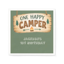 Woodland Bear One Happy Camper 1st Birthday
