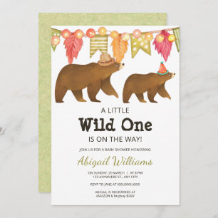 Woodland Bear Party Baby Shower Wild One Invitation