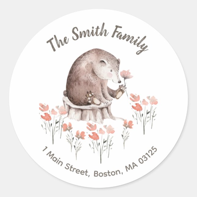 Woodland Bear Return Address Labels (Front)