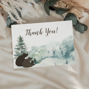 Woodland Bear Thank You Momma & Pappa Card