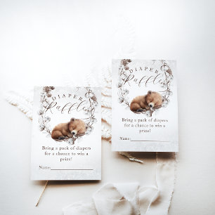 Woodland Bear Winter Diaper Raffle Baby Shower Enclosure Card