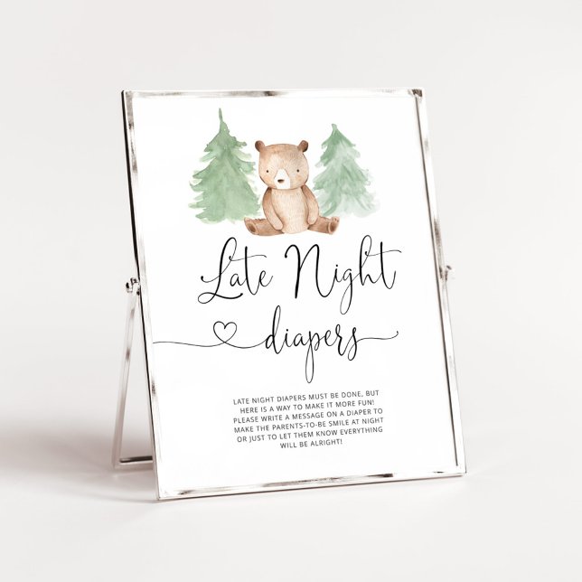 Woodland Bear woodland Late night diapers Poster (Creator Uploaded)