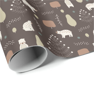 Woodland bears wrapping paper