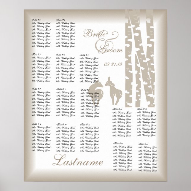Woodland Birch Wedding Seating Chart (Front)