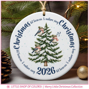 Woodland Birds Personalised Photo Christmas Ceramic Tree Decoration