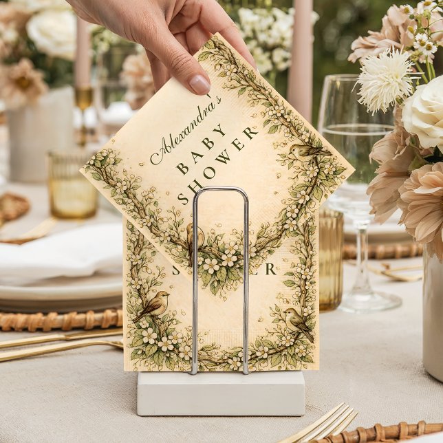 Woodland Birds Storybook Baby Shower Napkin (Creator Uploaded)