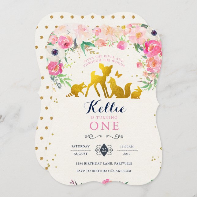 Woodland Birthday Invitation (Front/Back)