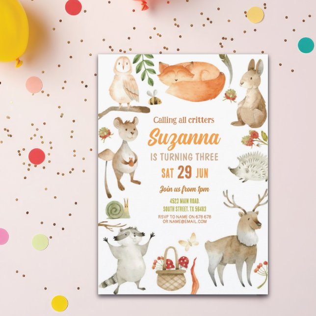 Woodland Birthday Invitation Party Animals Forest (Creator Uploaded)
