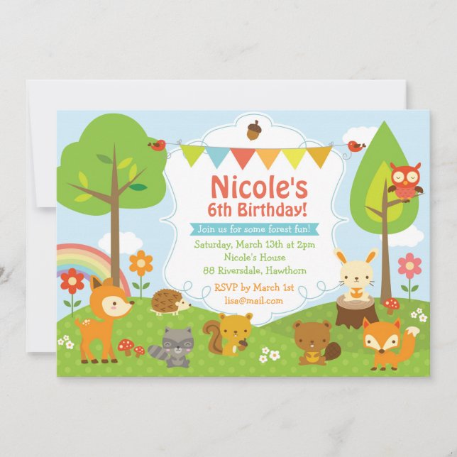Woodland Birthday Invitation / Woodland Invitation (Front)