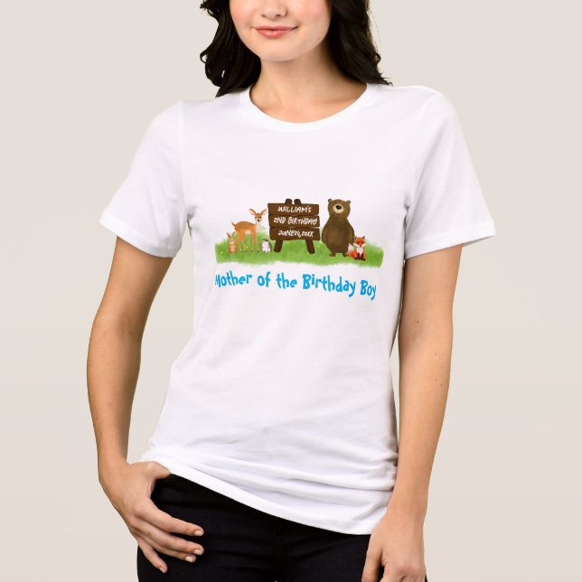 Woodland Birthday Party Animals Mother Tri-Blend Shirt (Front)