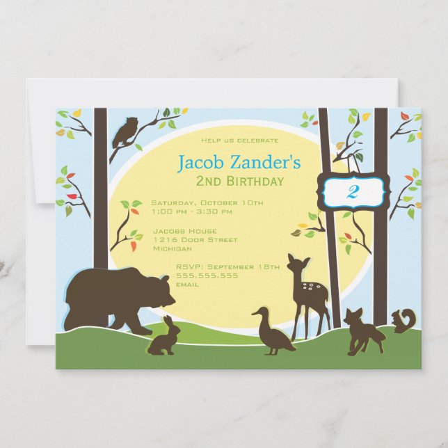 Woodland Birthday Party Invitation (Front)
