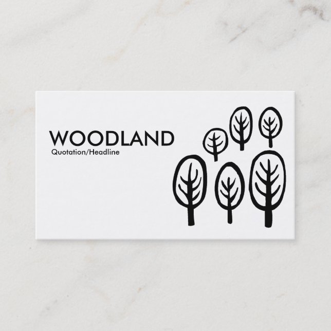 Woodland - Black on White Business Card (Front)