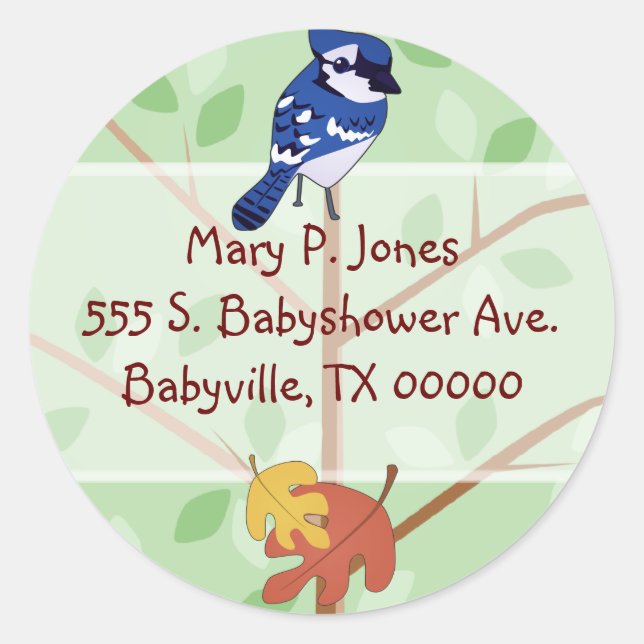 Woodland Blue Jay Address Label Stickers (Front)