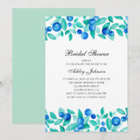 Woodland blueberries. Blue and mint bridal shower