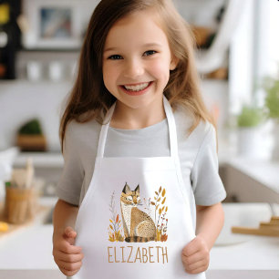 Woodland Bobcat Cute Personalized Kids Apron