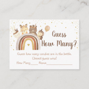 Woodland Boho Rainbow Guess How Many Game Enclosure Card