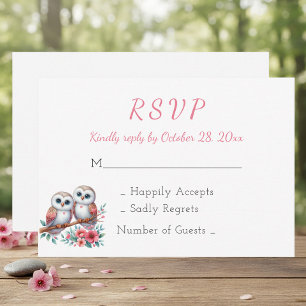 Woodland Boho Rustic Country Owl Wedding RSVP Card