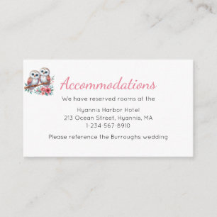 Woodland Boho Rustic Owl Wedding Accommodations Enclosure Card
