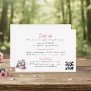 Woodland Boho Rustic Owl Wedding Details Enclosure Card