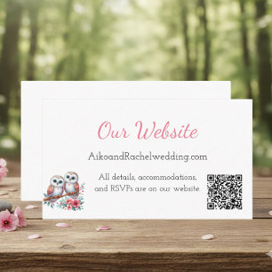Woodland Boho Rustic Owl Wedding Website Enclosure Card