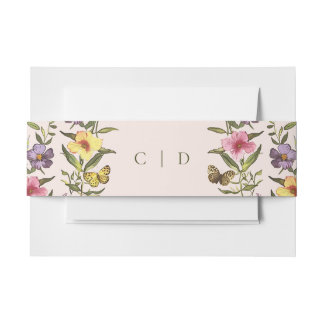 Woodland Boho Vintage Botanical Wildflower Wedding Invitation Belly Band