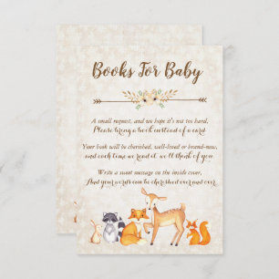 Woodland Book Request Card, Books For Baby Invitation