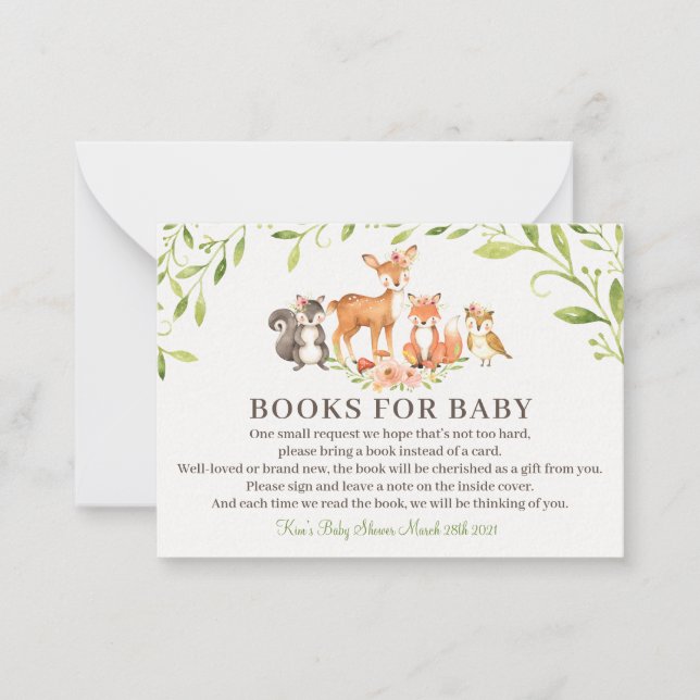 Woodland Books for Baby Shower Card (Front)